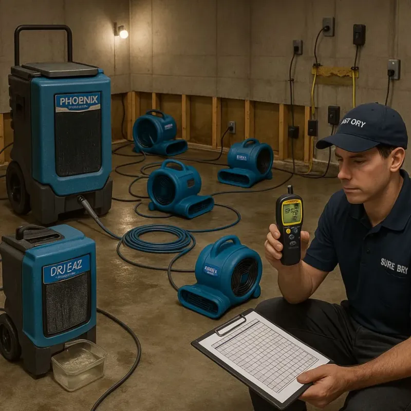 Structural Drying and Dehumidification process in Brenham, TX